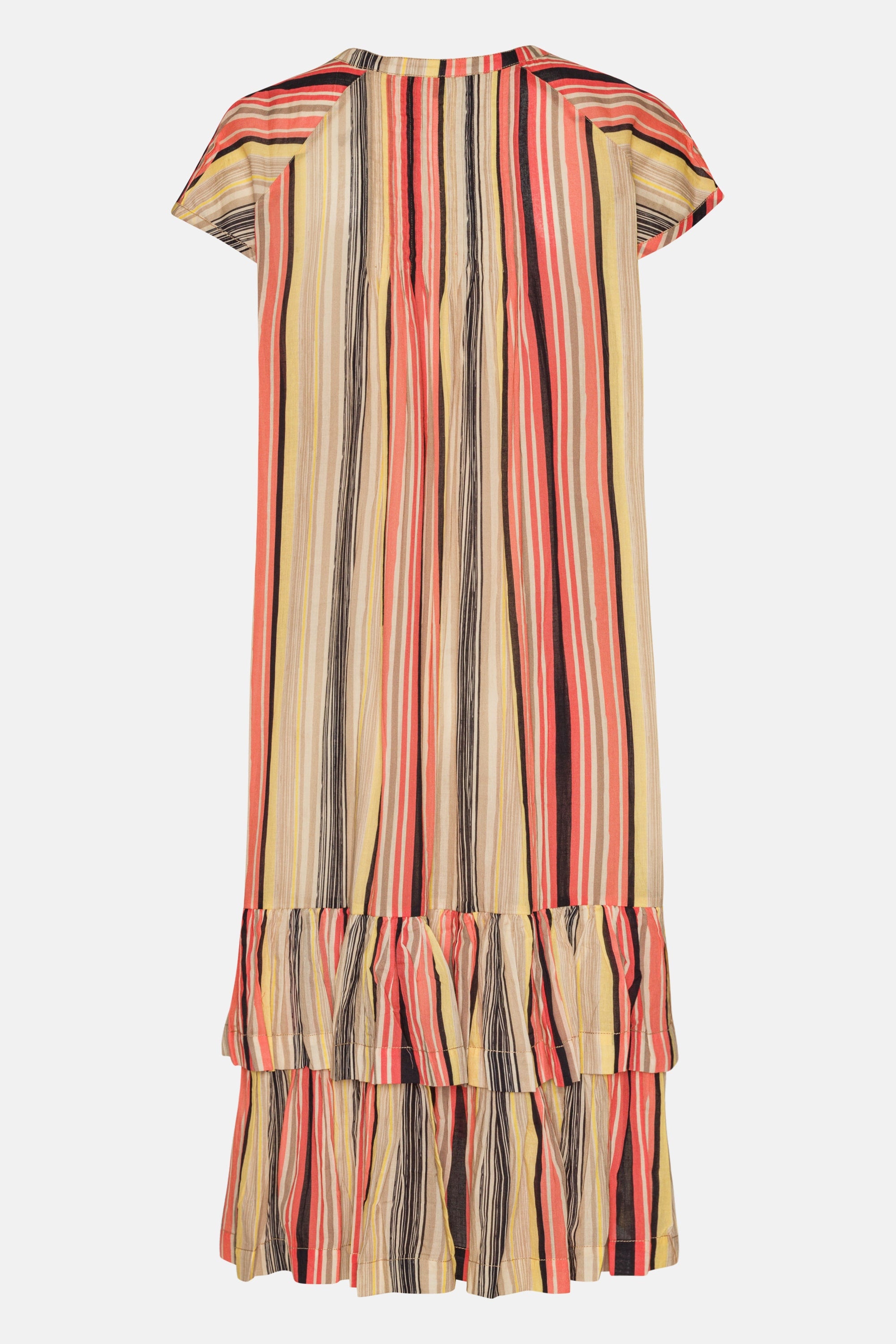 Short Sleeve Long Dress Pintuck - Red Organic Stripe